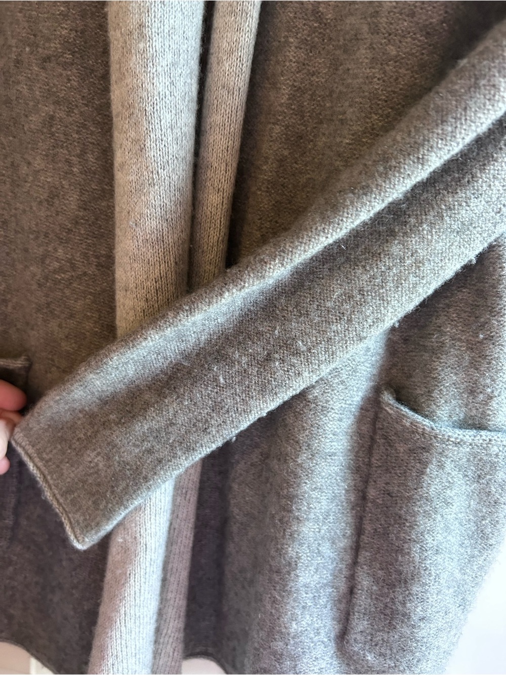 Babaton Gray Wool Cashmere Long Open Cardigan Sweater Pockets - Picture 5 of 16